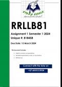 RRLLB81 Assignment 1 (QUALITY ANSWERS) Semester 1 2024
