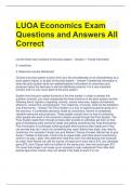 LUOA Economics Exam Questions and Answers All Correct