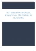 Test Bank for Abnormal Psychology, 7th Edition by Oltmanns.