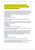 Psychiatric Mental Health Nursing NCLEX Review Exam Questions with 100% Verified Answers