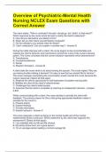 Overview of Psychiatric-Mental Health Nursing NCLEX Exam Questions with Correct Answer