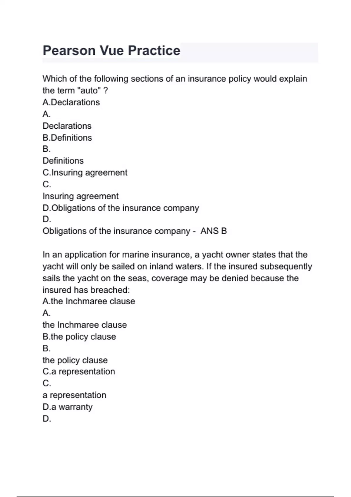 Pearson Vue Practice Exam Questions with correct Answers 2024/2025( A+ ...