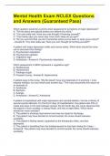 Mental Health Exam NCLEX Questions and Answers &lpar;Guaranteed Pass&rpar;