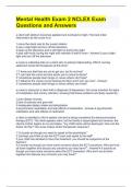 Mental Health Exam 2 NCLEX Exam Questions and Answers