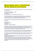 Mental Health&colon; Exam 1&colon; NCLEX Exam Review Questions and Answers