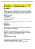 Exam Review&colon; Psychiatric Mental Health Nursing NCLEX Review Questions and Answers