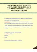 PORTAGE LEARNING NUTRITION  MODULE 1 EXAM &vert; QUESTIONS &  ANSWERS &lpar;VERIFIED&rpar; &vert; LATEST  UPDATE &vert; GRADED A&plus;