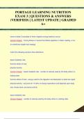 PORTAGE LEARNING NUTRITION  EXAM 3 &vert; QUESTIONS & ANSWERS  &lpar;VERIFIED&rpar; &vert; LATEST UPDATE &vert; GRADED  A&plus;PORTAGE LEARNING NUTRITION  EXAM 3 &vert; QUESTIONS & ANSWERS  &lpar;VERIFIED&rpar; &vert; LATEST UPDATE &vert; GRADED  A&plus;