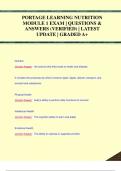 PORTAGE LEARNING NUTRITION  MODULE 1 EXAM &vert; QUESTIONS &  ANSWERS &lpar;VERIFIED&rpar; &vert; LATEST  UPDATE &vert; GRADED A&plus;