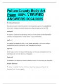 BEST ANSWERS Fulton County Body Art Exam 100&percnt; VERIFIED  ANSWERS 2024&sol;2025