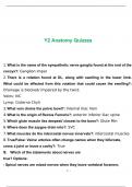 Y2 Anatomy Quizzes Actual Questions and Answers 2024 with complete solution