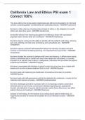California Law and Ethics PSI exam 1 Correct 100&percnt;