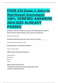 BEST ANSWERS FNDH 450 Exam 1: Intro to Nutritional Assessment 100% VERIFIED ANSWERS  2024/2025 ALREADY  PASSED