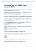 CA Dental Law and Ethics Exam Accurate 100&percnt;