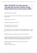 NUR 106 (UNIT 5) Cardiovascular Therapy Non-Diuretic Cardiac Drugs Study Guide Exam And Answers 2024.