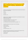 CPP Certified Payroll Professional APA  Master Exam Practice&comma; Questions an&vert; Questions with 100&percnt; Correct Answers &vert; Verified &vert; Latest Update&period; d  answers&sol;
