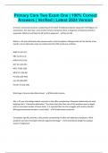 Primary Care Two Exam One &vert; 100&percnt; Correct Answers &vert; Verified &vert; Latest 2024 Version
