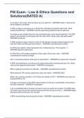 PSI Exam - Law & Ethics Questions and Solutions&lpar;RATED A&rpar;