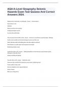 AQA A-Level Geography Seismic Hazards Exam Test Quizess And Correct Answers 2024.