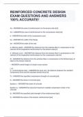 REINFORCED CONCRETE DESIGN EXAM QUESTIONS AND ANSWERS 100&percnt; ACCURATE&excl;