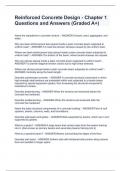 Reinforced Concrete Design - Chapter 1 Questions and Answers &lpar;Graded A&plus;&rpar;