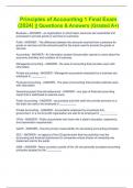 Principles of Accounting 1 Final Exam &lpar;2024&rpar; &vert;&vert; Questions & Answers &lpar;Graded A&plus;&rpar;