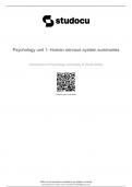 Psychology unit 1: Human nervous system summaries