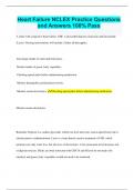 Heart Failure NCLEX Practice Questions  and Answers 100&percnt; Pass