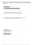 2023 January CRM203 TNE Unit information and learning guide 2023. Criminal Behaviour