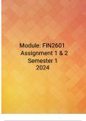 FIN2601 ASSIGNMENT 1&2  SOLUTION SEMESTER1 2024