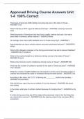Approved Driving Course Answers Unit 1-4  100&percnt; Correct