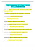 WVU Psychology 101 Exam 1 Latest 2022 Already Passed