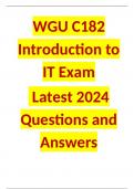WGU C182 Introduction to IT Exam Latest 2024 Questions and Answers.