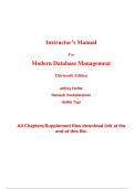 Solutions Manual With Test Bank For Modern Database Management 13th Edition By Jeff Hoffer, Ramesh Venkataraman, Heikki Topi (All Chapters, 100% Original Verified, A+ Grade)