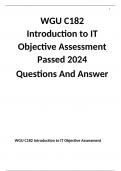 WGU C182 Introduction to IT Objective Assessment Passed 2024 Questions And Answer
