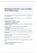 Washington Pesticide Laws and Safety Test, Practice Exam Questions with correct Answers
