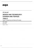 aqa A-level DESIGN AND TECHNOLOGY:FASHION AND TEXTILES (7562/1) Paper 1 Technical Principles Mark scheme June2023