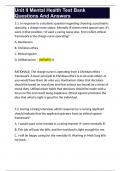 Unit II Mental Health Test Bank Questions And Answers