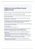 California Law and Ethics Dental Hygiene Exam 2024