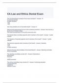 CA Law and Ethics Dental Exam with correct Answers 100&percnt;