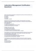 Laboratory Management Certification Questions and Answers 100% correct