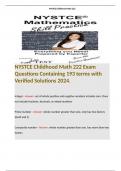 NYSTCE Childhood Math 222 Exam Questions Containing 193 terms with Verified Solutions 2024. 