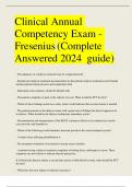 Clinical Annual Competency Exam - Fresenius (Complete Answered 2024  guide)