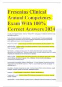 Fresenius Clinical Annual Competency Exam With 100% Correct Answers 2024