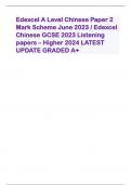 Edexcel A Level Chinese Paper 2 Mark Scheme June 2023 / Edexcel Chinese GCSE 2023 Listening papers – Higher 2024 LATEST UPDATE GRADED A+                            传统 (chuántǒng) - ANS-tradition; traditional    购物 (gòuwù) - ANS-shopping    花钱 (huā qián) -