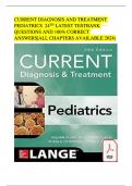 CURRENT DIAGNOSIS AND TREATMENT PEDIATRICS  24TH LATEST TESTBANK QUESTIONS AND 100% CORRECT ANSWERS|ALL CHAPTERS AVAILABLE 2024)