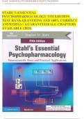 STAHL’S ESSENTIAL PSYCHOPHARMACOLOGY 5TH EDITION TEST BANK QUESTIONS AND 100% CORRECT ANSWERS|A+ GUARANTEED|ALL CHAPTERS AVAILABLE (2024