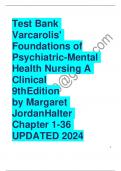 Test bank varcarolis foundations of psychiatric mental health nursing a clinical 9th edition by mar / All chapters /2024 Updated / Rated A+