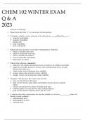 CHEM 102 WINTER EXAM Q & A 2023&period;