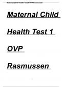 NUR 2513 Maternal Child Health Test 1 OVP |Latest 2023/2024 - Rasmussen College